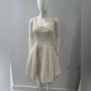 Betsy Adam Fit & Flare Ivory/Gold Dress Size US 2